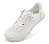 HOBIBEAR Women Barefoot Shoes Hands Free Mens Minimalist Sneakers Wide Toe Box Slip On Shoes Canvas Zero Drop Breathable Lightweight Walking Comfortable Casual Fashion All White 4 Wide