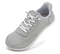 HOBIBEAR Women Barefoot Shoes Slip On Minimalist Sneakers Wide Toe Box Canvas Zero Drop Comfortable Breathable Lightweight Walking Casual Fashion Grey 12 Wide