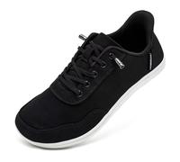 HOBIBEAR Women Hands Free Barefoot Shoes Mens Minimalist Sneakers Wide Toe Box Slip On Canvas Zero Drop Breathable Lightweight Walking Shoes Comfortable Casual Fashion Black White 5 Wide