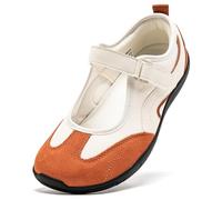 HOBIBEAR Women's Barefoot Ballet Flats Wide Toe Box Women Comfort Slip On Mary Jane Shoes Breathable Knit with Adjustable Straps Orange