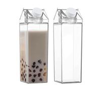 Hobngmuc 500ml Milk Carton Water Bottle, 2 Square Clear Water Bottles, Portable Refillable Juice Bottle For Fridge Camping Picnic Car Sports Travel Activities, Reusable Water Bottle Cup Container