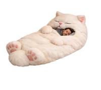 Hobngmuc Adult Cat Sleeping Bag, Cat Envelope-Style Sleeping Bag For Indoor Use, Winter Warmth With Built-in Pillow, Soft & Comfortable Blanket Fort/Sofa Couch, 175x80cm (69x31in) - White