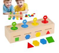 Hobngmuc Color Sorting Toys, Wooden STEM Educational Toy, Color Shape Sorting Lock Box Developmental Sensory Game for Classroom Daycare Centers Homeschool Travel Entertainment Birthday
