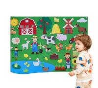 Hobngmuc Felt Board for Kids, Fuzzy Felt Story Board Set, Dinosaur/Farm/City Train/Ins-ects/Letter Storytelling Game for Children, Portable Preschool Educational Interactive Toy, 104x75cm