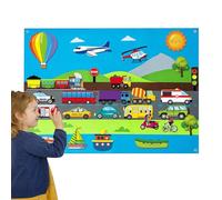 Hobngmuc Felt Board for Kids, Fuzzy Felt Story Board Set, Dinosaur/Farm/City Train/Ins-ects/Letter Storytelling Game for Children, Portable Preschool Educational Interactive Toy, 104x75cm