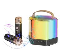 Hobngmuc Karaoke Machine - RGB Lighting Speaker With 2 Wireless Microphones - RGB Lighting 2 Wireless Mics Karaoke Speaker Set For Enhanced Atmosphere