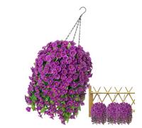 Hobngmuc Outdoor Flowers,Realistic Vines Hangable Baskets,37 Inches Fake Flowers with Hook | for Home Garden Yard Balcony Patio Porch Wedding Holidays Spring Holidays