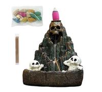 Hobngmuc Waterfall Incense Burner | House Furnishings Skull Rockery | Scary Aesthetic Incense Holder for Festival Holiday Altar Home Outdoor Ceremony Meditation Bathroom Halloween