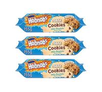 Hobnobs Oaty Cookies with Milk Chocolate Flavour Chips, 100% Wholegrain Oats, 155g,Pack Of 3