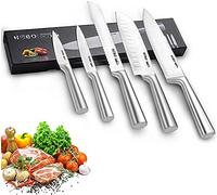 HOBO Kitchen Knife Sets, 5 Piece Stainless Steel Kitchen Knives with Ultra Sharp Blade and Frosted Handle, Includes Chef Knife, Bread Knife, Santoku Knife, Utility and Paring Knife, All in a Gift Box