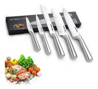 HOBO Kitchen Knife Sets, 5 Piece Stainless Steel Kitchen Knives with Ultra Sharp Blade and Frosted Handle, Includes Chef Knife, Bread Knife, Santoku