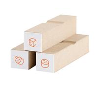 Hobonichi Stamp Set - 3 Checkbox Brothers (Beige, White) - Rubber Stamps - Square, Heart, Circle - Stamp Set