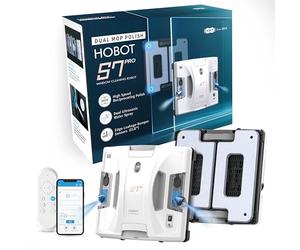 Hobot S7 Pro Dual Mop Polish Window Cleaning Robot, 15nm Dual Ultrasonic Spray, 4800Pa Suction, App & Remote Control | for Framed/Frameless Glass, Any Thickness, Indoor/Outdoor Use