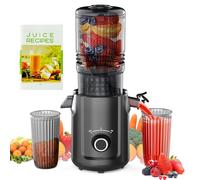 Hobsir hob Cold Press Juicer 135mm Masticating Slow Juicer with 300W Motor Large Feed Chute for Whole Fruits & Veg - Effortless Cleaning, Superior Yield (Black)