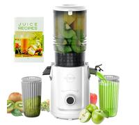 Hobsir hob Cold Press Juicer 135mm Masticating Slow Juicer with 300W Motor Large Feed Chute for Whole Fruits & Veg - Effortless Cleaning, Superior Yield (White)