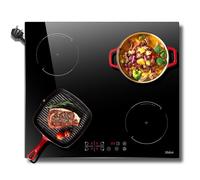 Hobsir Induction Hob, Induction Cooker Plug in Hob Electric Hobs 4 Burners 60cm Bulit-in 2800W, Touch control, Timer, Child-Safety Lock, with 13 Amp, Black Glass Design