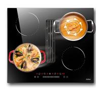 Hobsir Induction Hob with Extractor Hood, 60cm Built-in Induction Hob with 4 Zones 6400W 9 Power Levels, Flex, Boost, Child Lock, Slider Control, Timer