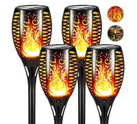 Hobubu 4 Pack Flickering Dancing Flame Solar Lights, IP65 Waterproof, Outdoor Garden Ornaments, Solar Torch Lights, Landscape, Pathway Yard Patio Driveway