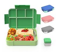 HOBUE Bento Lunch Boxes,1330ml Bento Boxes Lunch Boxes for Adults with 6 Compartments, Cutlery Set, Leak Proof Lunch Box Snack Box for Boys Girls School Kindergarten Office,Green