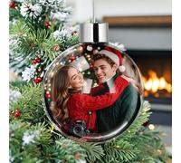HOBULL Personalised Christmas Baubles 2025, Custom Double Sided Photo Baubles Christmas Decoration for Xmas Tree, Customised Picture Ball Xmas Gifts for Mom Dad Pets Kids Friends