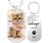HOBULL Personalised Dog Memorial Gifts Pet Keyring, Custom Keyring with Photo&Name for Animal Pet Lover Sympathy Gifts for Loss of Pets Dog Cat Bereavement Keepsake