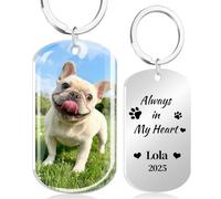HOBULL Personalised Dog Memorial Gifts Pet Keyring, Custom Keyring with Photo&Name for Animal Pet Lover Sympathy Gifts for Loss of Pets Dog Cat Bereavement Keepsake