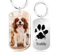 HOBULL Personalised Dog Memorial Gifts Pet Keyring, Custom Keyring with Photo&Name for Animal Pet Lover Sympathy Gifts for Loss of Pets Dog Cat Bereavement Keepsake