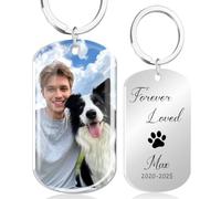 HOBULL Personalised Dog Memorial Gifts Pet Keyring, Custom Keyring with Photo&Name for Animal Pet Lover Sympathy Gifts for Loss of Pets Dog Cat Bereavement Keepsake