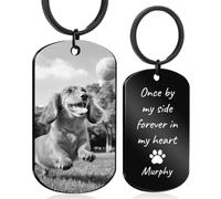 HOBULL Personalised Dog Memorial Gifts Pet Keyring, Custom Keyring with Photo&Name for Animal Pet Lover Sympathy Gifts for Loss of Pets Dog Cat Bereavement Keepsake