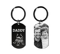 HOBULL Personalised Gifts for Dad Keyring Photo, FIST BUMP Daddy's Team Fathers Day Keyring from Daughter Son, Custom Father's Day Gifts for Daddy Birthday