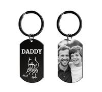 HOBULL Personalised Gifts for Dad Keyring Photo, FIST BUMP Daddy's Team Fathers Day Keyring from Daughter Son, Custom Father's Day Gifts for Daddy Birthday