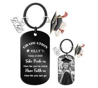 HOBULL Personalised Graduation Gifts for Her Him, Custom Photo Graduation Keyring for Children, Students, Daughter, Son, Class of 2025 Graduate High School College Leavers Inspirational Gifts