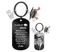 HOBULL Personalised Graduation Gifts for Her Him, Custom Photo Graduation Keyring for Children, Students, Daughter, Son, Class of 2025 Graduate High School College Leavers Inspirational Gifts