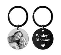 HOBULL Personalised Keyring Photo Text Double Sided Engraved Keyring, Laser-Printed Stainless Steel Keychain Custom Loving Memory Gifts For Couples