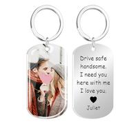 HOBULL Personalised Keyrings, Drive Safe Keyring,Photo Keyrings|Car Key Ring - I Need You Here| Personalised Keychain Gifts for Him Husband Dad