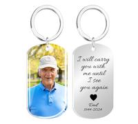 HOBULL Personalised Photo Keyring Memorial Gifts for Mum Dad Grandad Nanny Grandma In Memory of Loved Ones, Custom Keyring Keepsake Bereavement Remembrance Sympathy Gifts