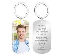 HOBULL Personalised Photo Keyring Memorial Gifts for Mum Dad Grandad Nanny Grandma In Memory of Loved Ones, Custom Keyring Keepsake Bereavement Remembrance Sympathy Gifts