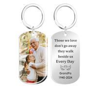 HOBULL Personalised Photo Keyring Memorial Gifts for Mum Dad Grandad Nanny Grandma In Memory of Loved Ones, Custom Keyring Keepsake Bereavement Remembrance Sympathy Gifts