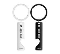 HOBULL Personalised Spotify Code Keychain 2PCS Matching Keyrings for Couples, Personalised Name Music Spotify Keyring Gifts for Men & Women Valentine's Day