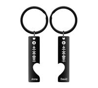 HOBULL Personalised Spotify Code Keychain 2PCS Matching Keyrings for Couples, Personalised Name Music Spotify Keyring Gifts for Men & Women Valentine's Day