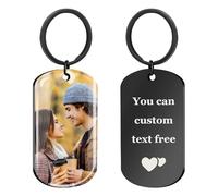 HOBULL Personalised Valentines Gifts for Him Her, Custom Photo Keyring Couples Valentines Anniversary Personalised Gifts for Boyfriend Girlfriend