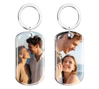 HOBULL Personalised Valentines Gifts for Him Her, Custom Photo Keyring Couples Valentines Anniversary Personalised Gifts for Boyfriend Girlfriend