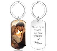 HOBULL Personalised Valentines Gifts for Him Her, Custom Photo Keyring Couples Valentines Anniversary Personalised Gifts for Boyfriend Girlfriend