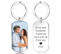 HOBULL Personalised Valentines Gifts for Him Her, Custom Photo Keyring Couples Valentines Anniversary Personalised Gifts for Boyfriend Girlfriend