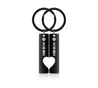 HOBULL Spotify Keychain Personalised Couples Keychains, 2PCS Stainless Steel Heart Matching Keyrings for Couples, Custom Scannable Spotify Code Keychain Music Gifts for Men & Women