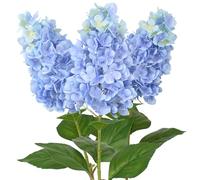 Hobyhoon 3Pcs Hydrangeas Artificial Flowers,Faux Hydrangea Flowers,73cm Long Stems Silk Hydrangeas for Decoration,Table Centerpieces,Home,Farmhouse,Office,Hotel Decoration(Blue)