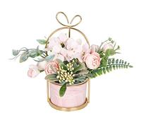 Hobyhoon Artificial Silk Flowers with Vase Fake Hydrangea & Chrysanthemum Floral Arrangement for Home Wedding Decor, Table Centerpiece, Living Room Desk Decoration