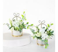 Hobyhoon Artificial Silk Flowers with Vase Fake Hydrangea Floral Arrangement for Home Wedding Decor,Table Centerpiece,Living Room Desk Decoration