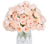 Hobyhoon Ranunculus Artificial Flower,2 Bouquet Faux Peonies Artificial Flowers 11.8 inch Silk Flowers with Stems,54 Corollas Bouquet Decorations for Centerpieces Arrangements Bridal Shower(Beige)