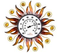 HOBYLUBY 13" Indoor Outdoor Thermometer, Sun Wall Mounted Thermometer Decorative for Patio, Living Room , Garden Greenhouse, Wine Cellar, No Batteries Required